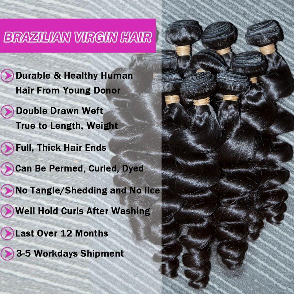 30 36 Inch 4 Bundles Deals Weft Brazilian Loose Wave Raw Virgin Unprocessed Human Hair Water Curly Extensions