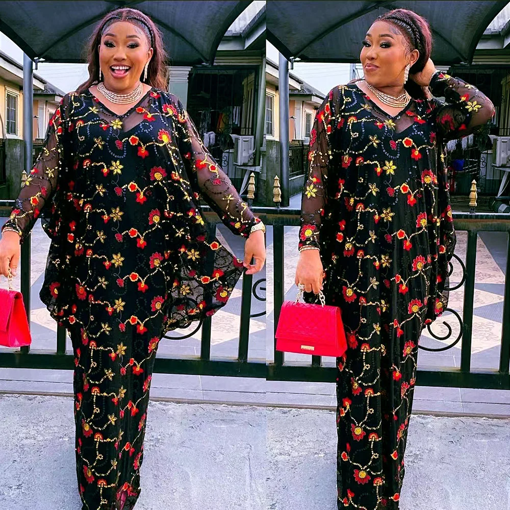 Новинка лета 2023, пикантное Свободное длинное прозрачное платье макси, повседневное вечернее платье на бретелях, платье из двух частей с вышивкой