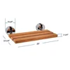 20" Teak Wood Foldable Shower Seat Bench Stainless Steel Frame Clear Coated Protection Medical Wall Mount 400 Lb Capacity 4