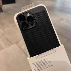 Honeycomb Heat Dissipation Shockproof Phone Case - Cooling & Breathable Solid Color Cover for iPhone 14 (Black)
