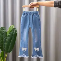 Kids Girls Jeans Floral Long Jeans For Girls Spring Summer Calf-length Baby Girl Casual Style Trousers Children Denim Pants 2