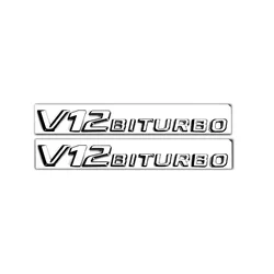 Premium Universal Car Fender Emblem Badge - V8 BITURBO 4MATIC+ Design (V12 BITURBO 2pcs)