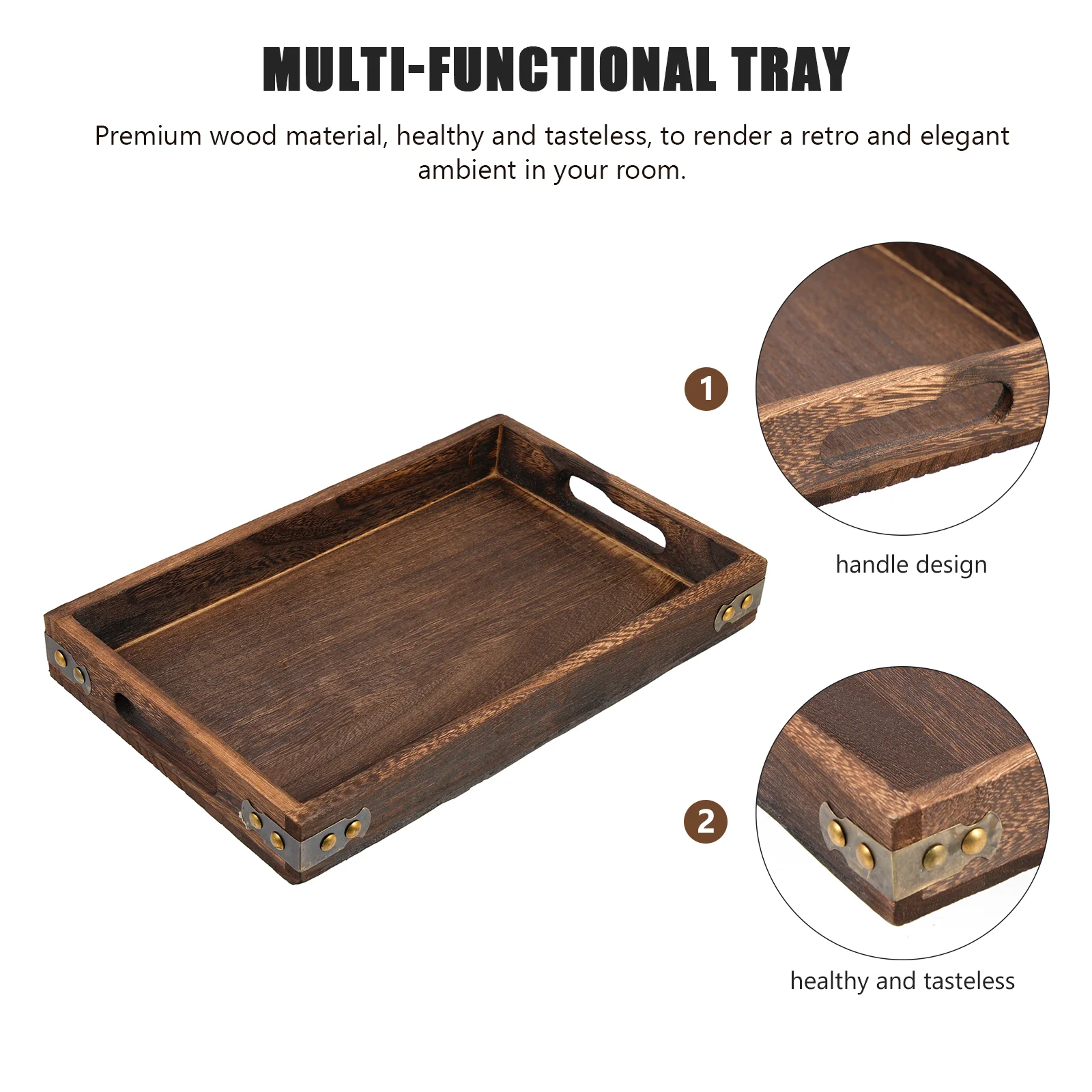 Fruit Tray with Lid Distressed Solid Wood Pallet Bread Pan Refreshment Container