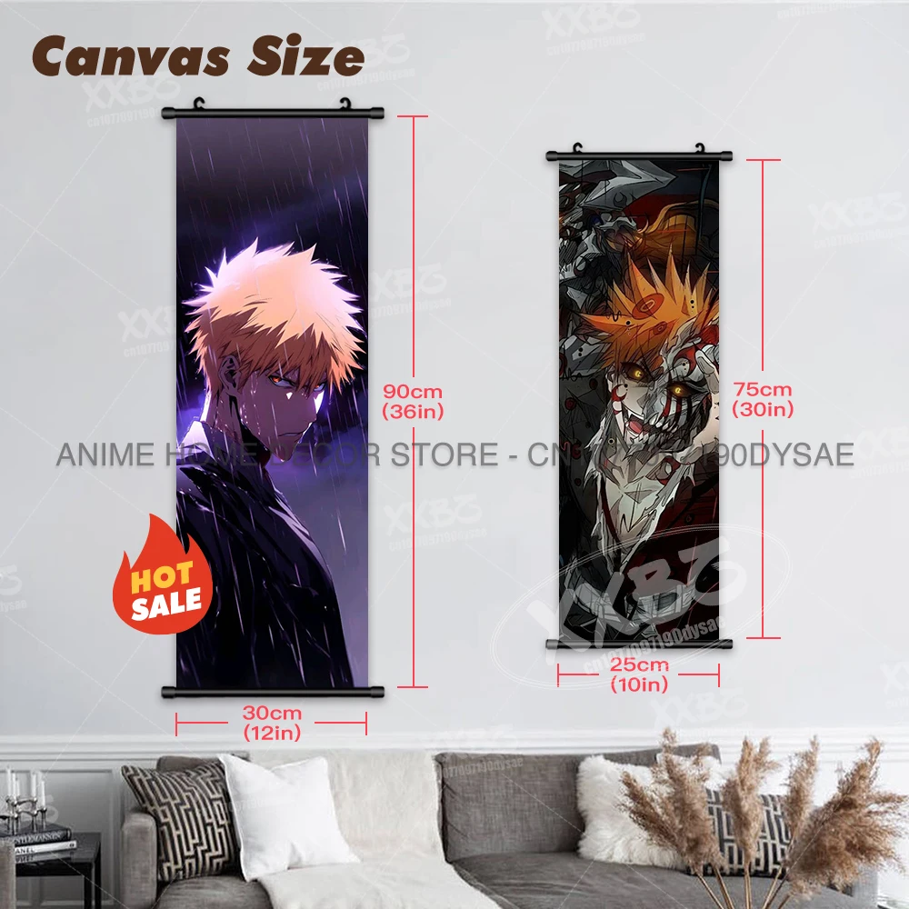 BLEACH Anime Wall Art: Orihime & Ichigo Decorative Scroll Poster
