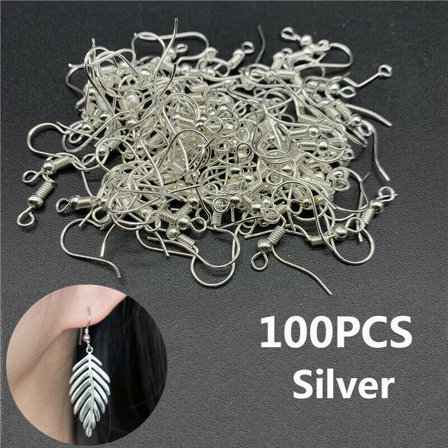 100Pcs Stainless Steel Earring Hook Ear Wire Hook For DIY Jewelry Findings Earrings  Making Silver Plated Earring Accessories - AliExpress