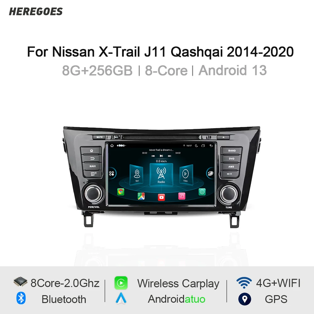 Carplay 8 "Android 13 Auto Radio Für Nissan X-Trail xtrail Qashqai 2014-2020 GPS DVD Player navigation Stereo Wifi autoradio Wifi