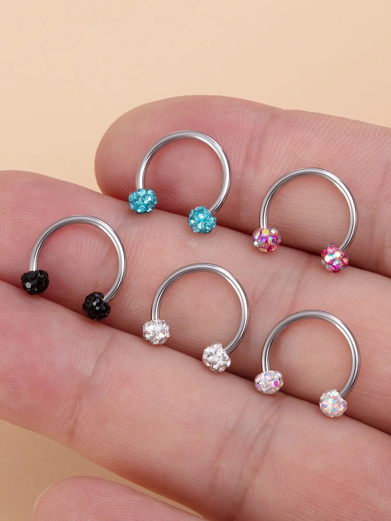 Set Piercing Cartilagine 16 Pezzi Piercing Sopracciglio In Acciaio Inox - Helix, Trago, Labbro Con Asta Piegata Piercing Labbro Regolabile - Foto 4