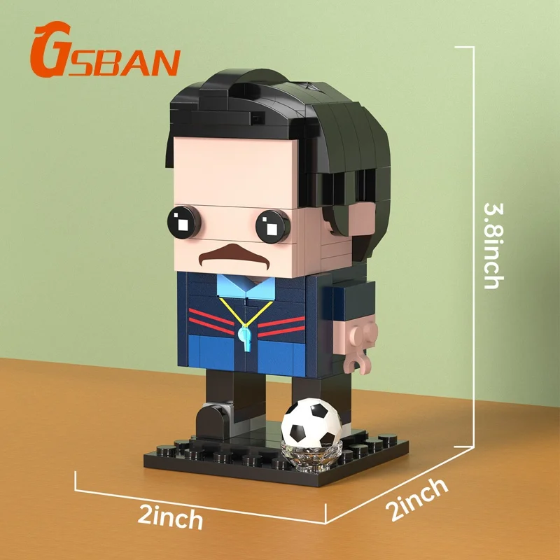 GSBAN TV 축구 코치 Ted Brickheadz Lassoeds 피규어 131PCS 모델 빌딩 블록 장난감 장난감 키즈 선물 벽돌