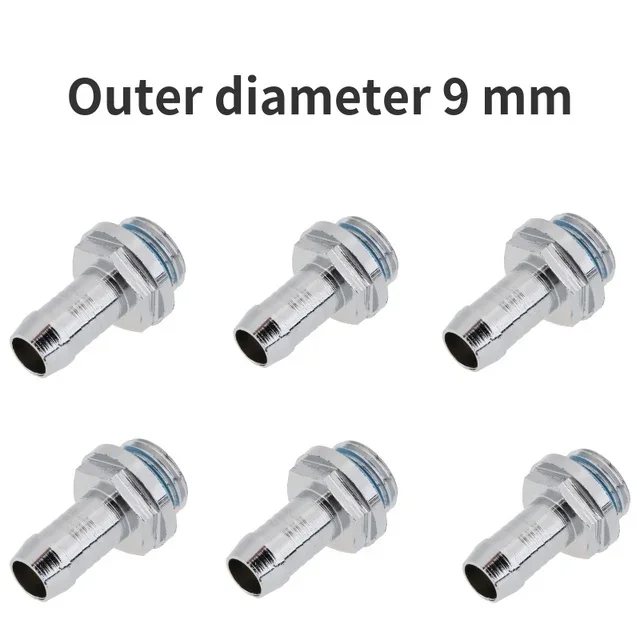 6pcs PC Water Cooling Two-Touch Fitting G1/4 Thread Barb Connector for Computer Cooling System Barb Fitting 6mm /7.2mm/9 mm/11mm