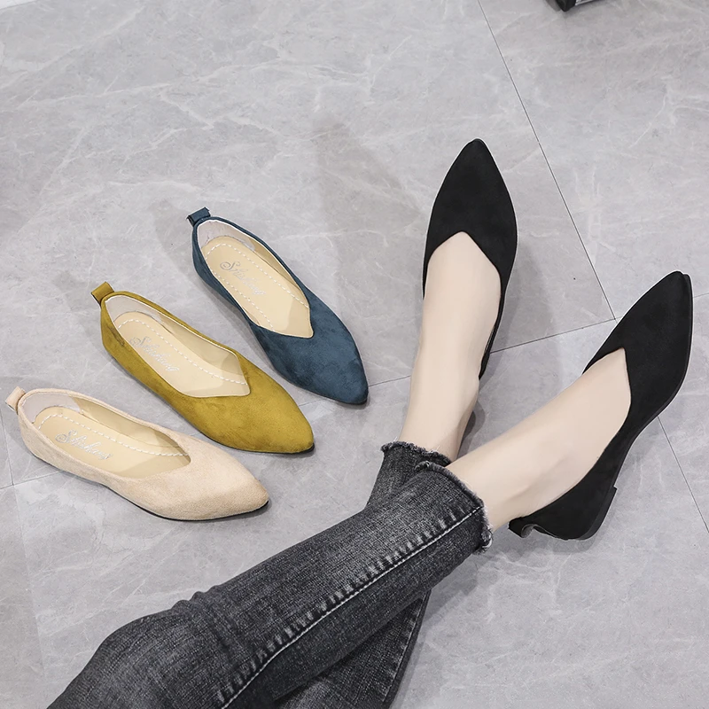 

Women Flats Ballet Dance Pointed Toe Sandals Shoes 2024 Spring New Designer Loafers Shoes Suede Casual Sport Walking Zapatillas