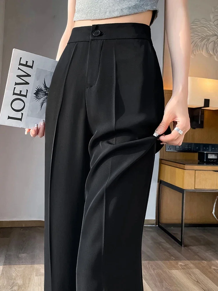

Women High Waisted Suit Flared Pants YK2 Simple Fashion Workwear Summer High Waisted Slim Fit Solid Color Casual Women's Pants