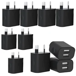 Dual USB Wall Charger with AU Plug, 5V/2.1A, 2 - Port Power Adapter (1/5/10pcs) - 10pcs AU Plug