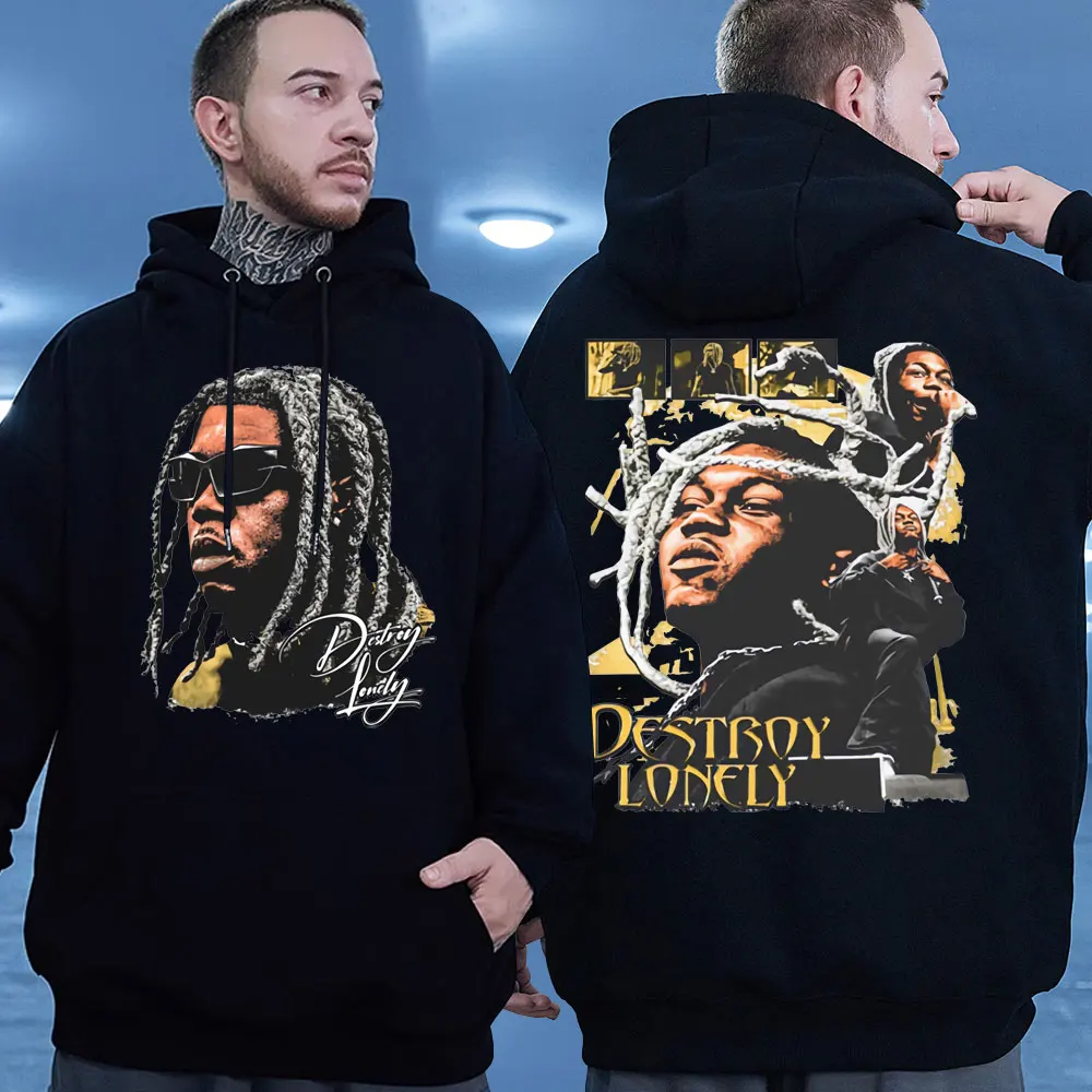 Rapper Destroy Lonely Print Hoodie Men Women Tops 2024 New Fashion High Quality Fleece Sweatshirts Oversized Streetwear Hoodies