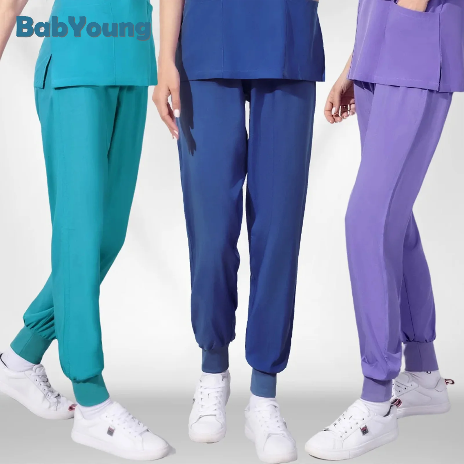 Medical Scrubs Multicolors Unisex Elastic Waist Drawstring Scrub Pants Nurse Beautician Lab Scrubs Pet Shop Hospital Doctor Nurse Workwear