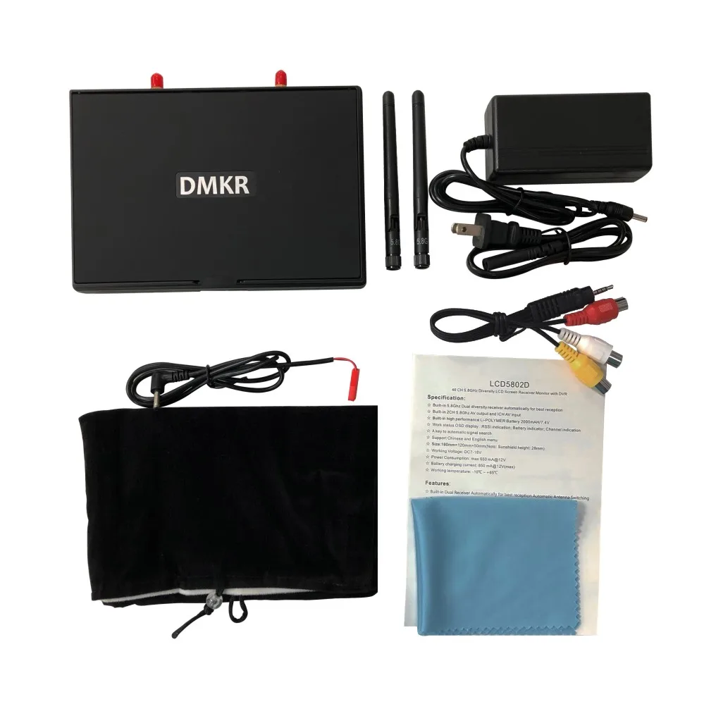FPV accessories LCD5802D LCD5802S 5.8G 40CH 7 Inch raceband FPV monitor with DVR build-in battery video screen for FPV multicopte