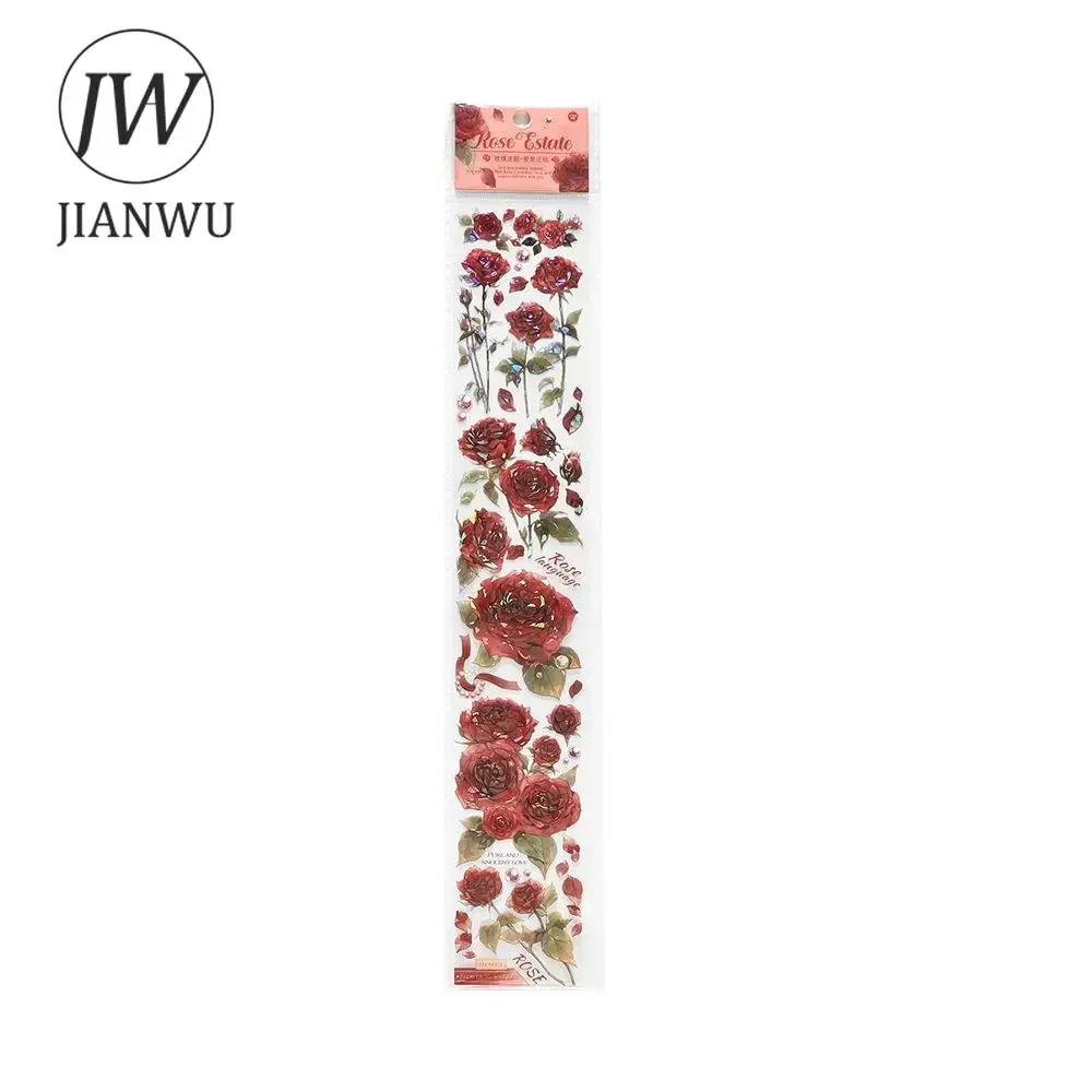 JIANWU Rose Manor Series Vintage Flower Landscaping Strip Material Collage PET Tape Creative DIY Journal Stationery 5