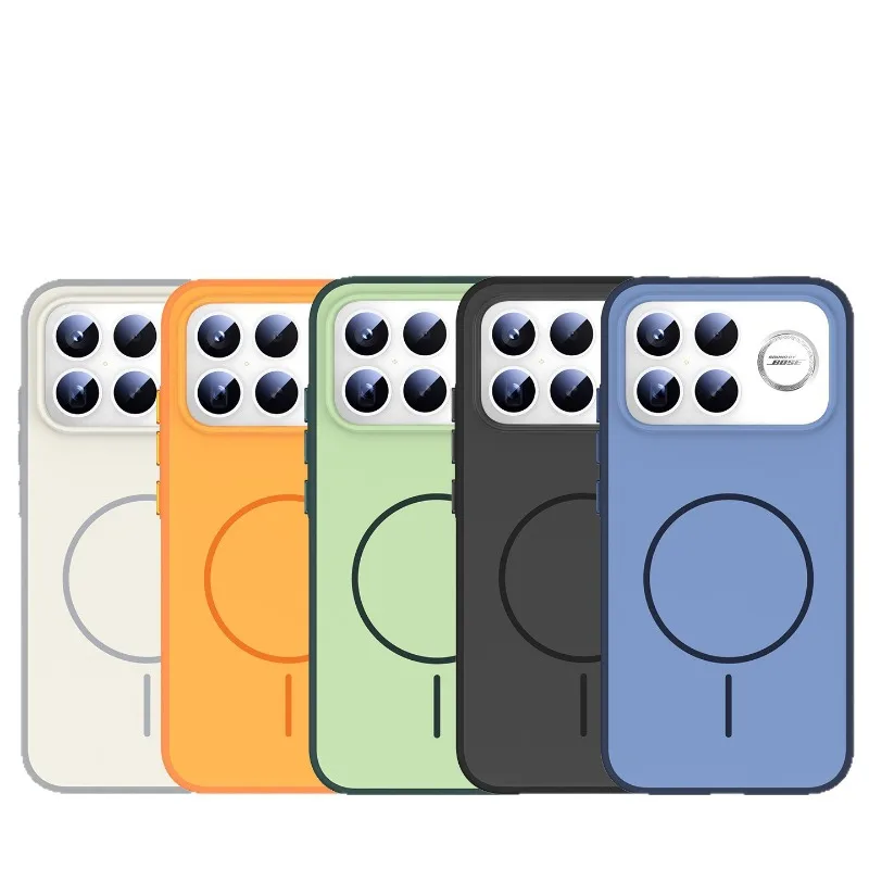 Magnetic Double Color Matte Back Cover with Metal Button