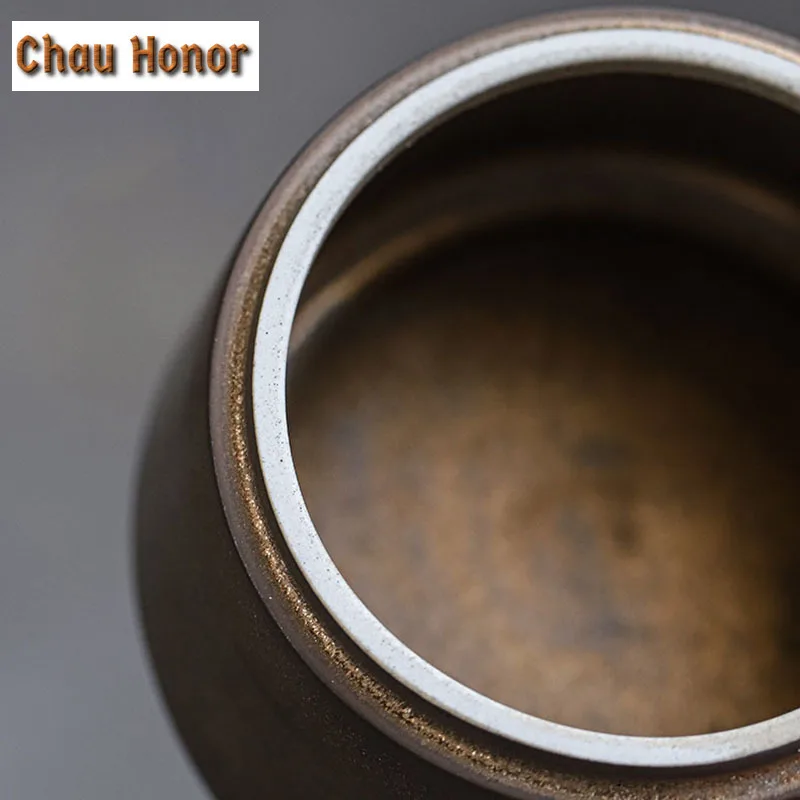 Japanese Gilded Rust Glaze Ceramic Tea Caddy Sealed Jar Storage Box Food Container Storage Tank Tea Box Tea Organizer Candy Jar