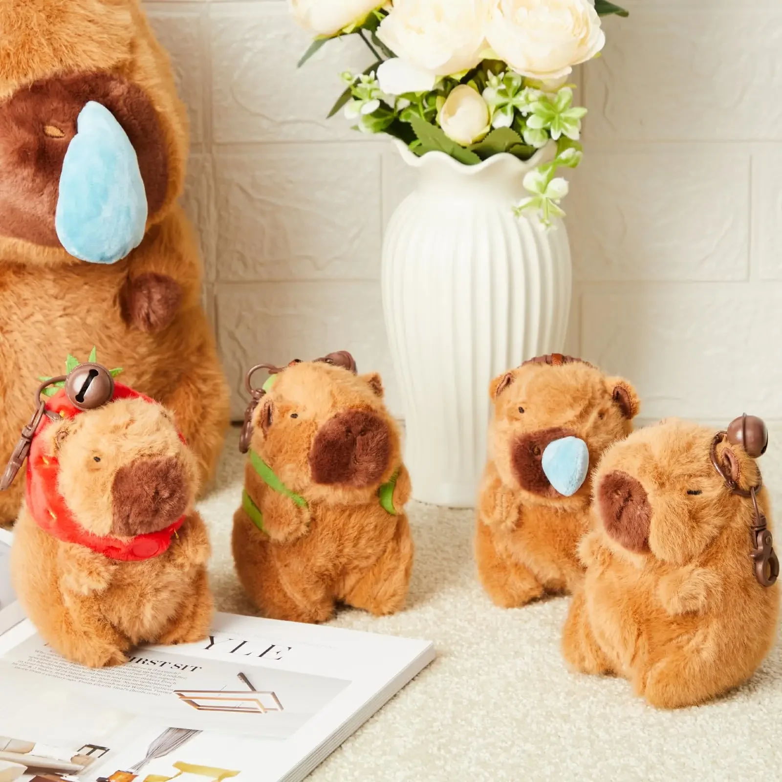 Capybara Plush Keychain Cute Capybara Stuffed Animals Toys Fluffty Animal Keyring Pendant for Backpack Birthday Gift 8-48 Pcs plush toy plush keychain key chain capybara plush toy