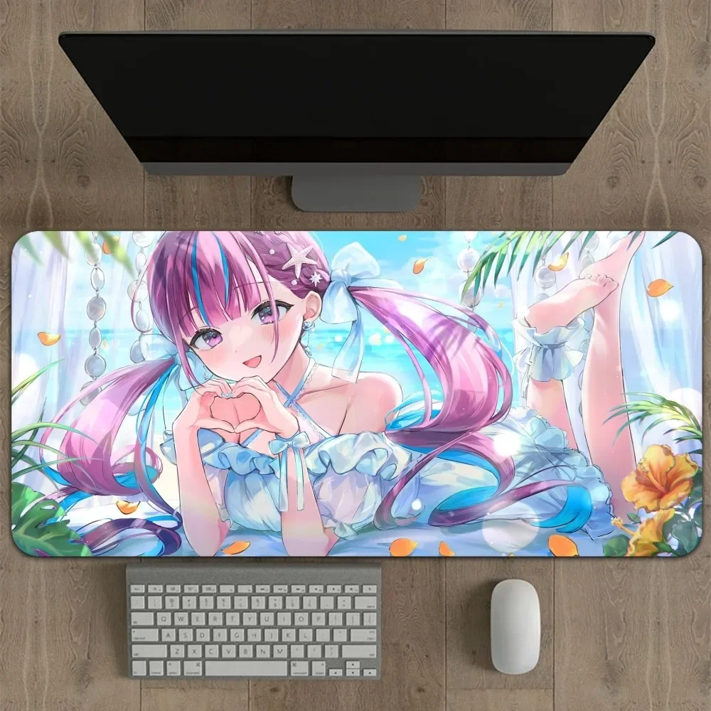 Hololive Minato Aqua Mouse Pad Large Computer Pad PC Gamer Laptop Mouse Mat Laptop Keyboard Pad Office Desk Mat 5