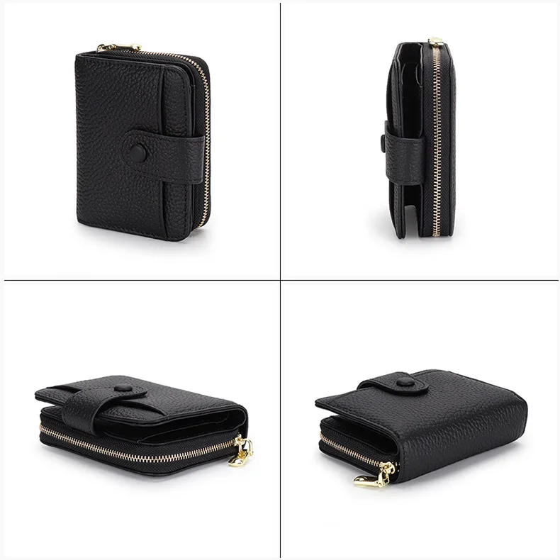 Credit Card Holder Wallet for Women Cow Leather Ladies Female Cardholder Wallets Accordion Purse Bag Luxury Zipper Around Wallet