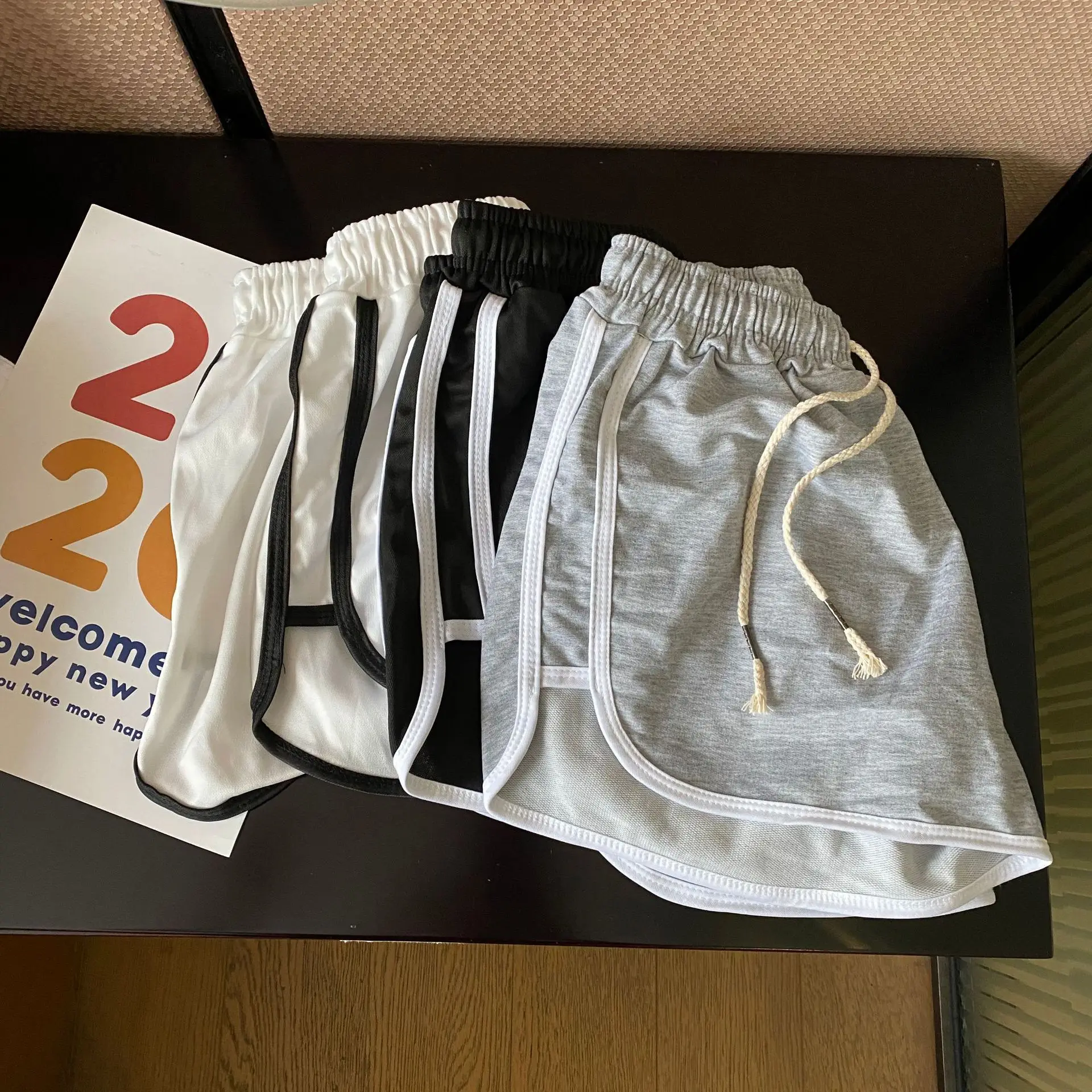Summer Women's Shorts with High Elastic Drawstrings Wide-leg Sweat-absorbent Shorts Fitness Running Shorts Casual Loose