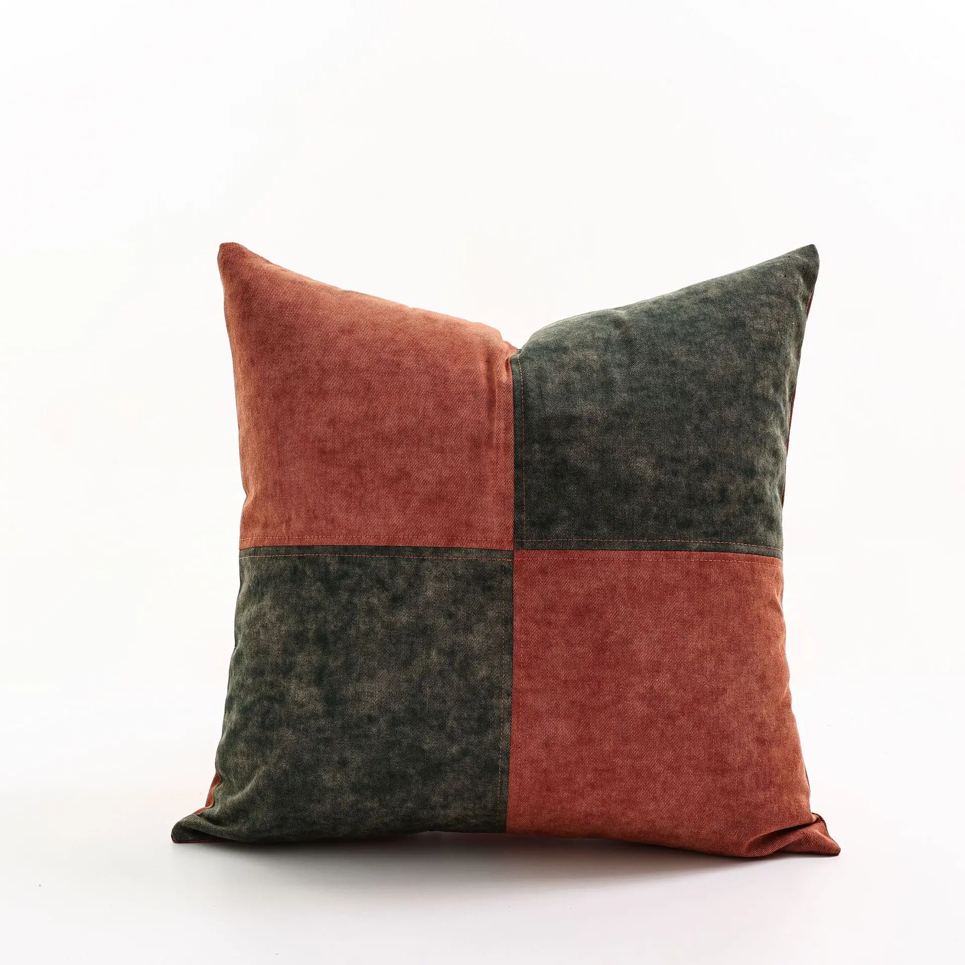 Nordische Minimalistische Denim-Patchwork Kissenbezüge Luxuriöses Karomuster Einfarbige Chenille Dekorative Kissenhüllen für Sofa und Bett – Detail 22