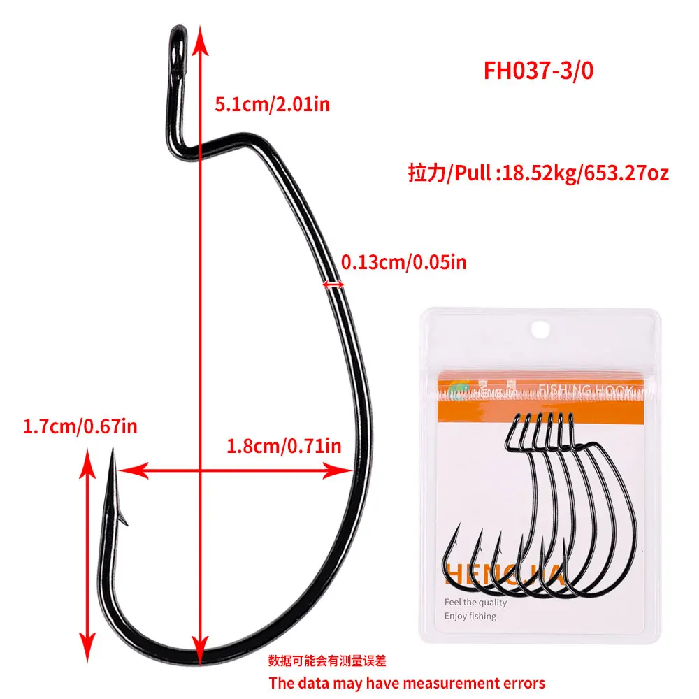 Description Picture 3 of item6pcs/lot Fishing Soft Worm Hooks High Carbon Steel Wide Super Lock Fishhooks Lure Softjerk Hooks Fishing Tackle 1# 2# 3# 4# 3/0