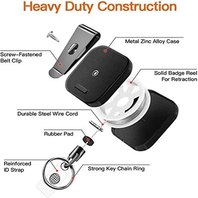 Heavy Duty Metal Retractable Badge Holders Carabiner Keychain Belt Badge  Reels Clip Key Ring Id Card Holder - Badge Holder & Accessories - AliExpress