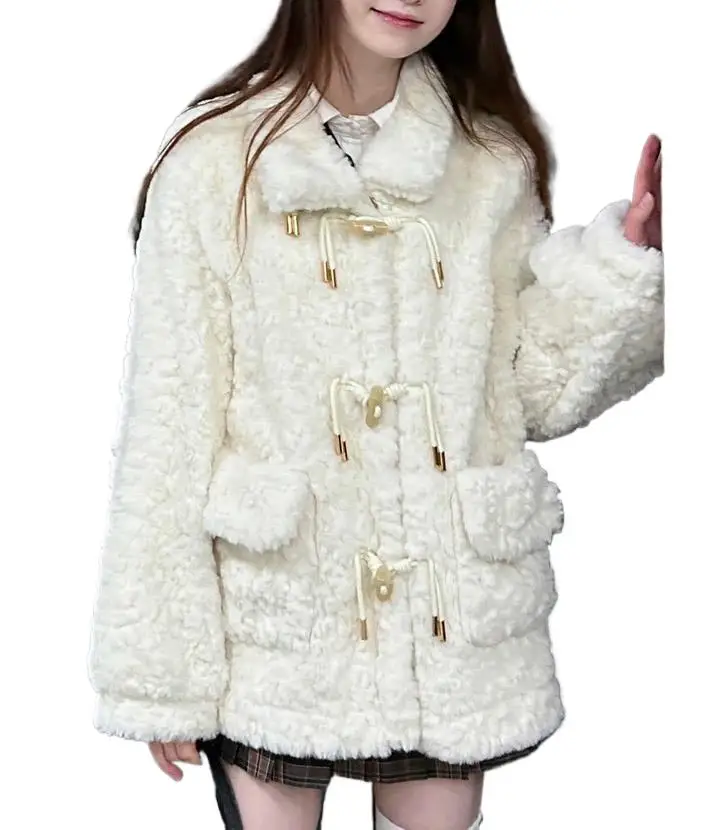

2023 Winter Women's Clothing Lambswool Faux Fur Coat Winter New