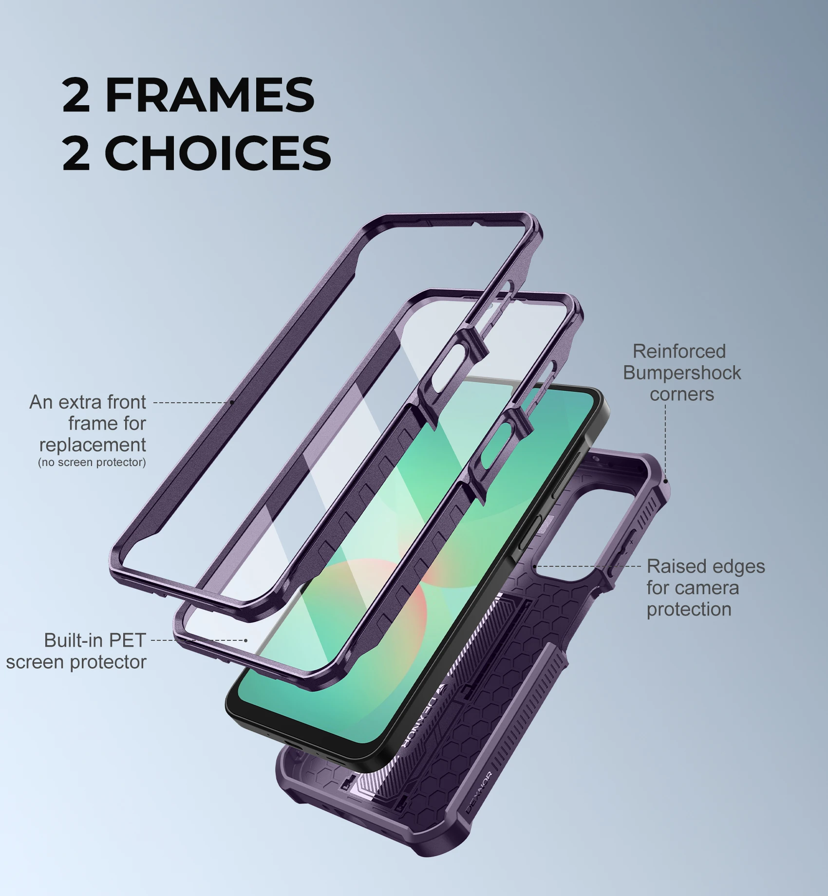 Heavy Duty Shockproof Phone Case with Screen Protector, Camera Cover, and Kickstand