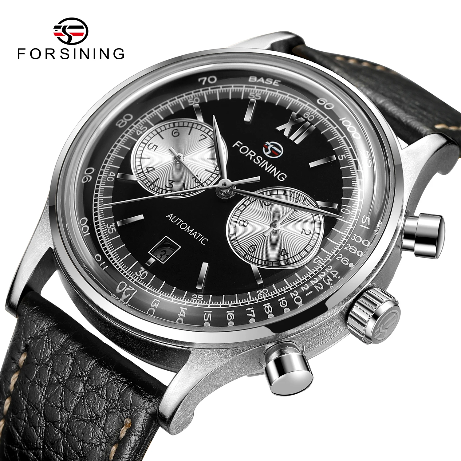 FORSINING Designer Luxury Automatic Movement Pilot Man Watch Mechanical Genuine Leather Wristwatch Elegant Business Watch