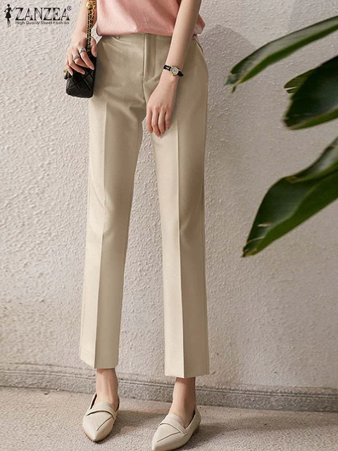 2021 New Autumn Straight Casual Commuter High Waist Pocket Ladies Suit Pants  Fashion Slim Button Pure Color Simple Female Pants - Pants & Capris -  AliExpress