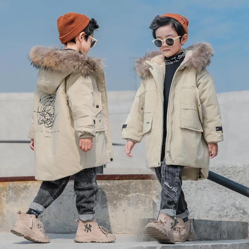 Kids Waterproof Jacket Fashionable Fleece Snowboarding Jackets Girls Thicken Fur Collar Winter Jacket Hooded Coat Boys