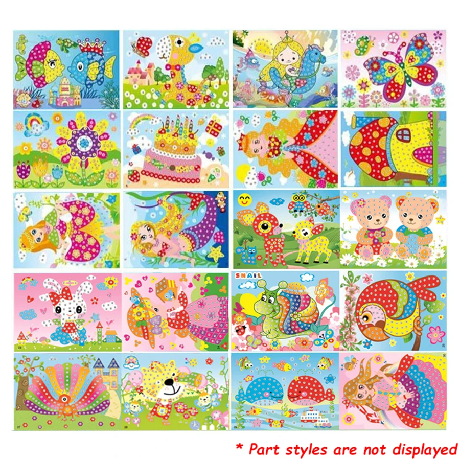 4-12 pezzi di cartone animato diamante cristallo mosaico adesivo pittura fatta a mano fai da te colore diamante pittura carta creativa kit artistici fai da te 5