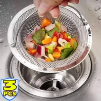 1/2/3Pcs Kitchen Sink Strainer With Handle Stainless Steel Mesh Filter Drain Stopper Food Residue Hair Catcher Prevents Clogs