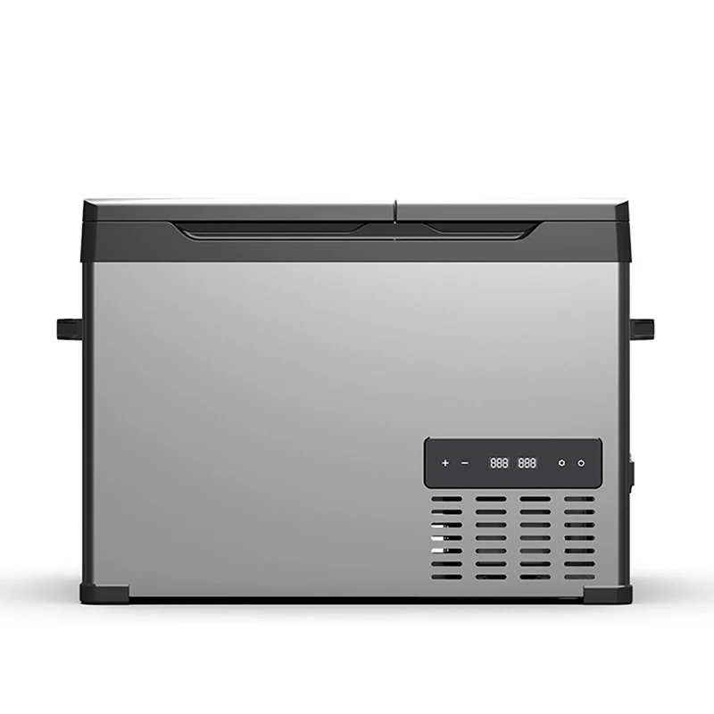 小型の車用のミニ電気冷蔵庫,12V/24V/110-220V,二重温度制御付き,高速