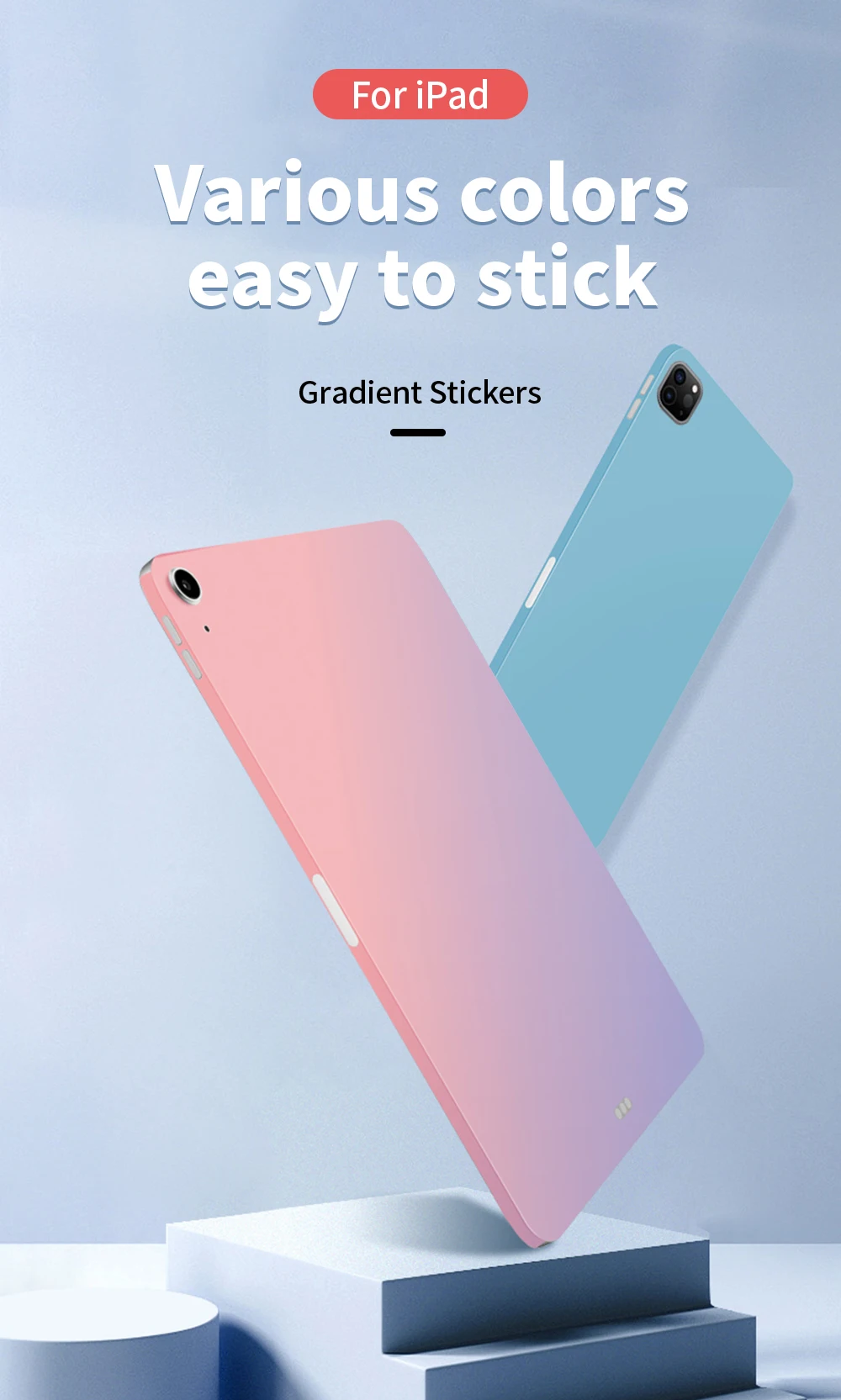 Capa de cor transparente para iPad, Pele