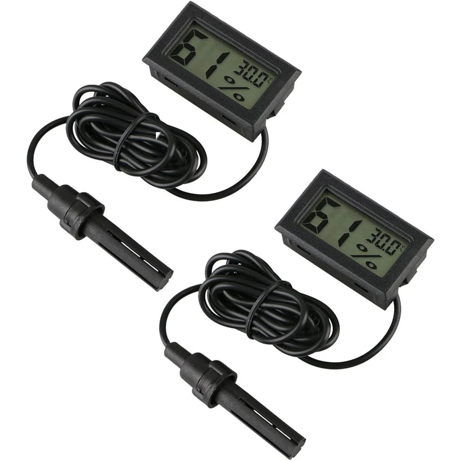 REPTI ZOO Reptile Terrarium Thermometer Hygrometer Digital Display 2PCS Pet  Rearing Box Reptiles Tank Thermometer Hygrometer with Suction Cup