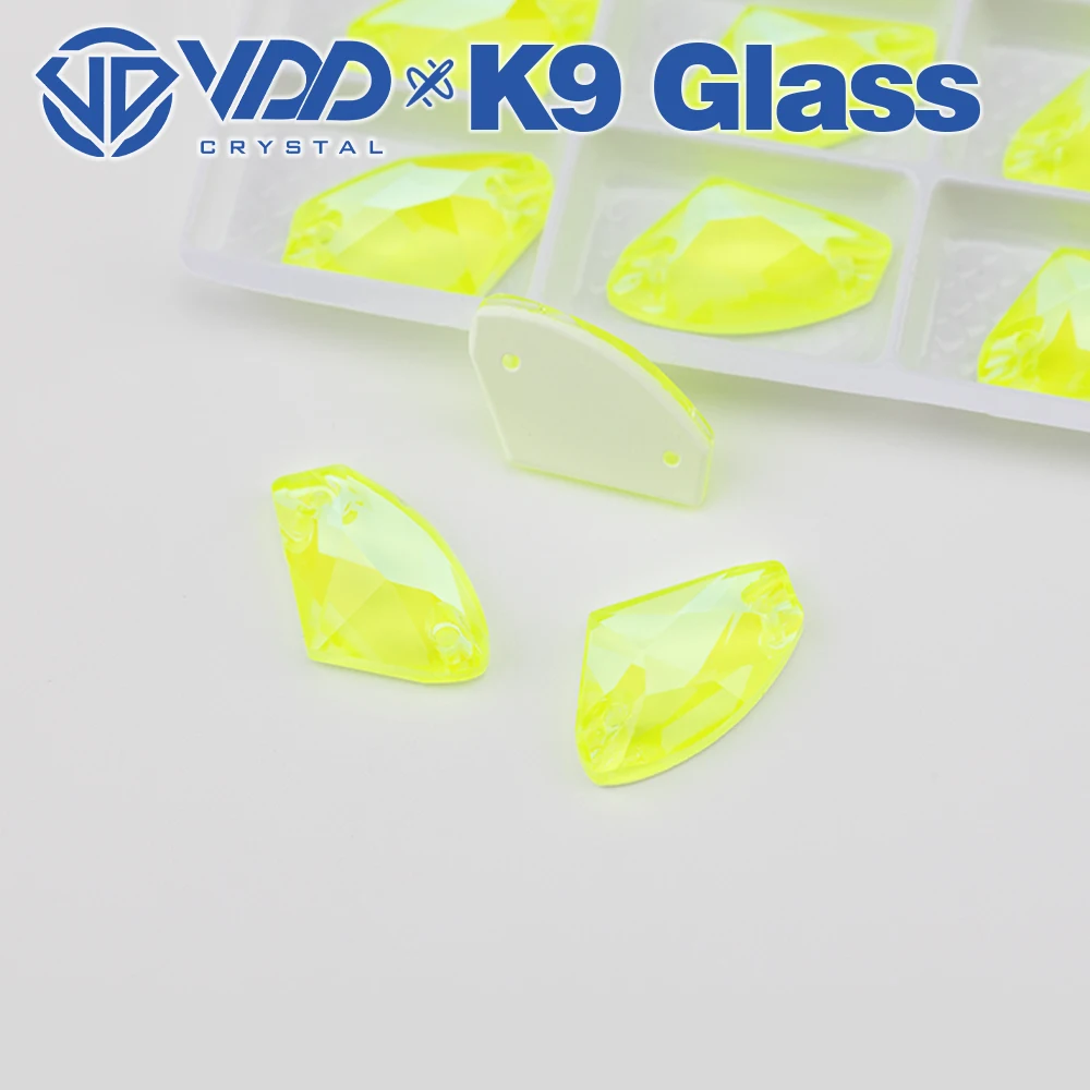 VDD Großhandel Neon Lemon Top Qualität K9 Glas Nähen auf Strass Nähen Kristall Flatback Steine Box verpackt DIY Kleidung Dekoration – Detail 4