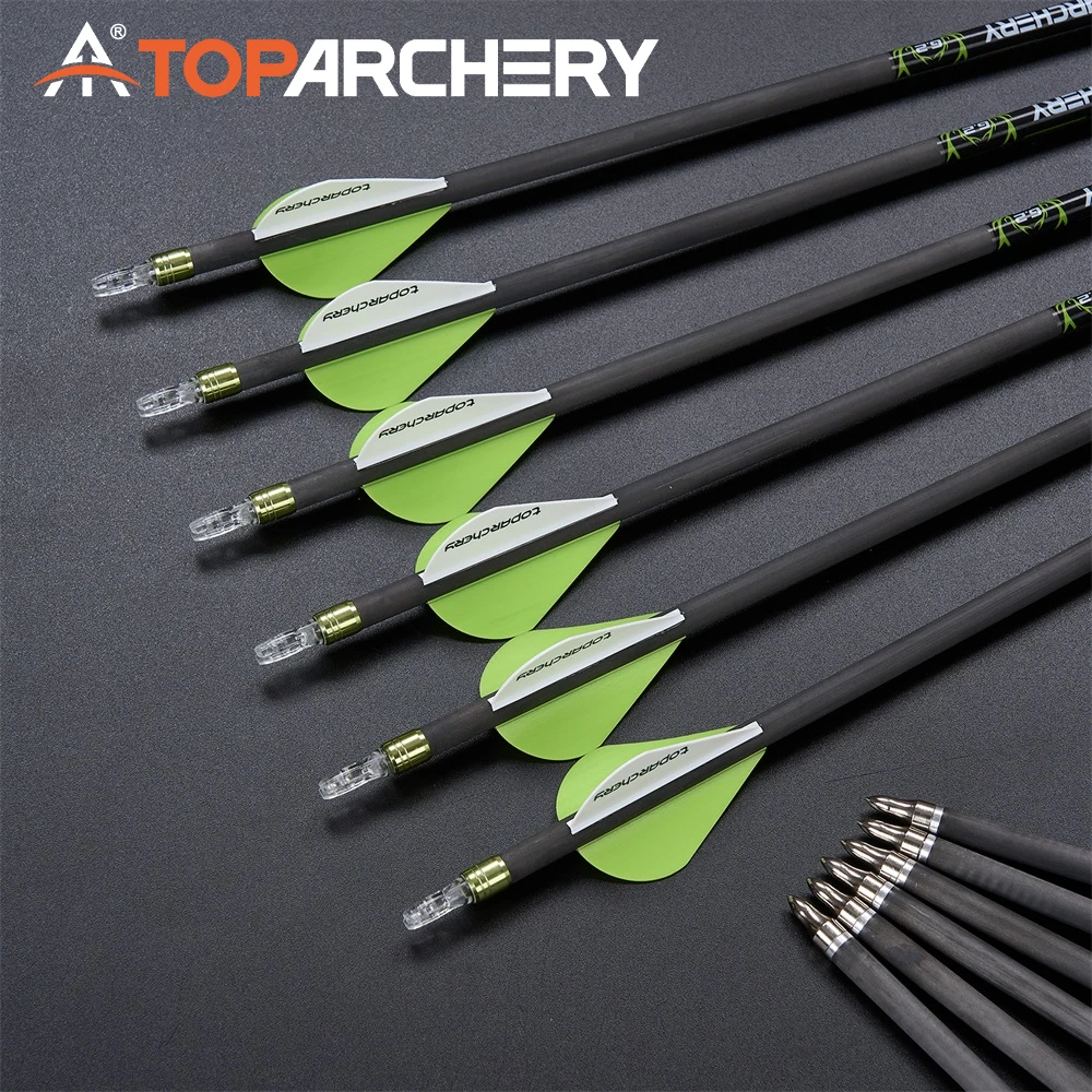 12 Carbonpfeile Mit Luftkanal-Flügeln - Orange/Weiß Für Bogenschießen
