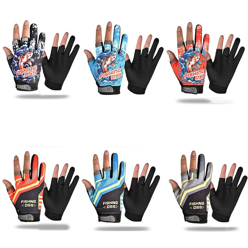 Fishing Gloves Cycling Gloves Breathable Three Fingers Elastic Summer Sunscreen Fishing Apparel Sports Anti-slip