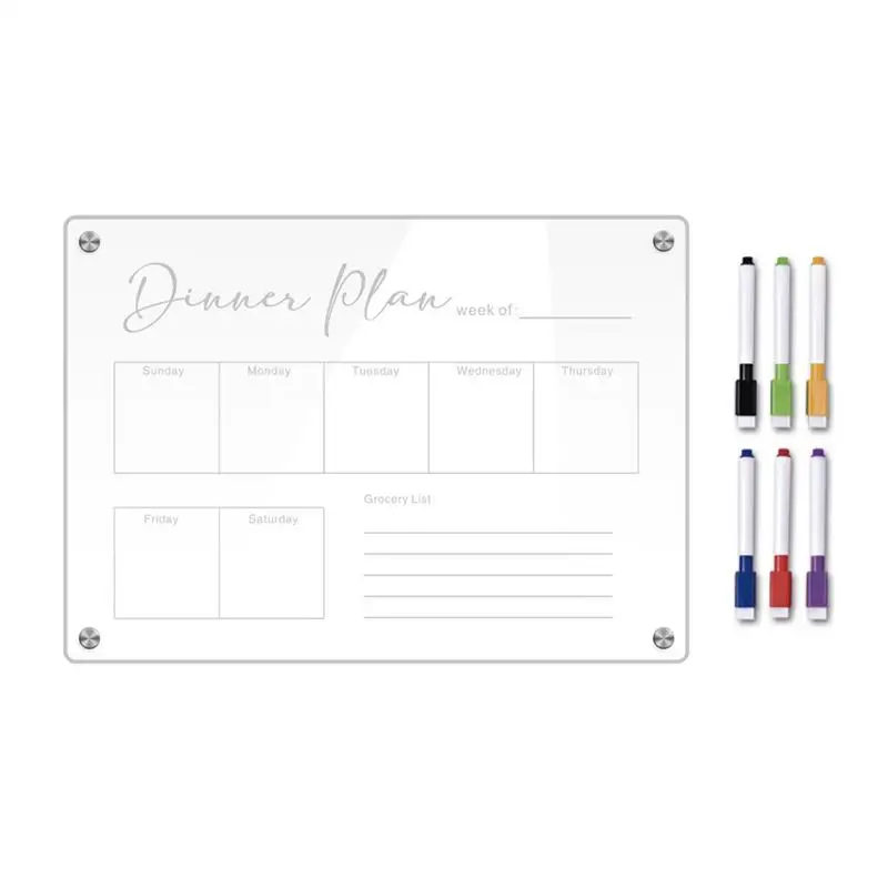 

Refrigerator Dry Erase Board Weekly Planner Noteboard Planner Board Fridge To Do List Clear Magnetic Board With Markers Calendar