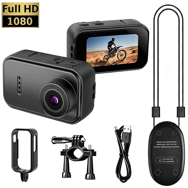 F2 Portable Thumb Camera 1080P UHD 1.47" LCD 130° Wide Angle Mini Camcorder Outdoor Action Bicycle Helmet Filming Video Recorder 1