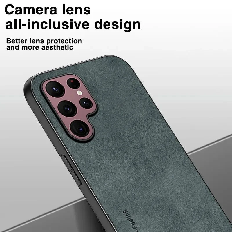 Coque de téléphone classique en peau de mouton, étui en cuir mat pour Samsung Note 20 Ultra 10 Plus S23 S22 S21 S20 FE_voghion.com