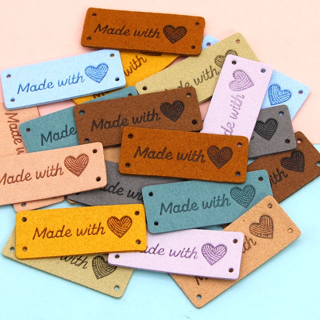 20Pcs Handmade Labels For Clothes Made With Love Leather Tags Hand Made  Label For Hats Heart Knitting Tags Sewing Accessories - AliExpress