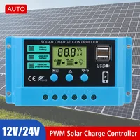 Régulateur de Charge solaire automatique 30A, écran LCD, double chargeur USB, sortie 5V, contrôleur solaire, chargeur de batterie PWM 12V/24V universel 1