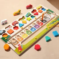Montessori Wooden Toys Magnetic Color Number Maze Shape Vehicle Puzzle Sorting Toys For Toddlers Math Toys For Boys Girls 1