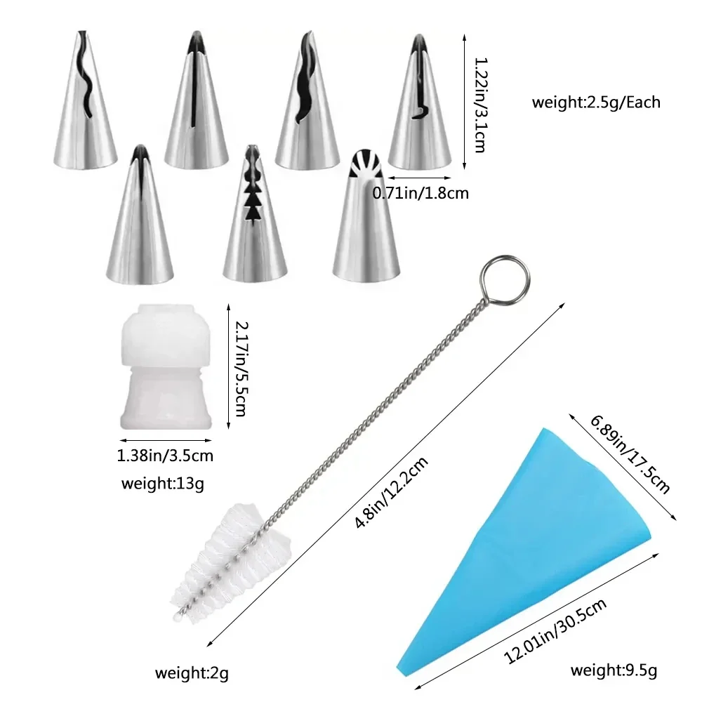 Cake Decorating Tip Set 8/10pcs Russian Piping Tips Set Icing Piping Nozzles Reusable Frosting Pastry Bags Fondant Smoother Cake Baking Decorator Tool