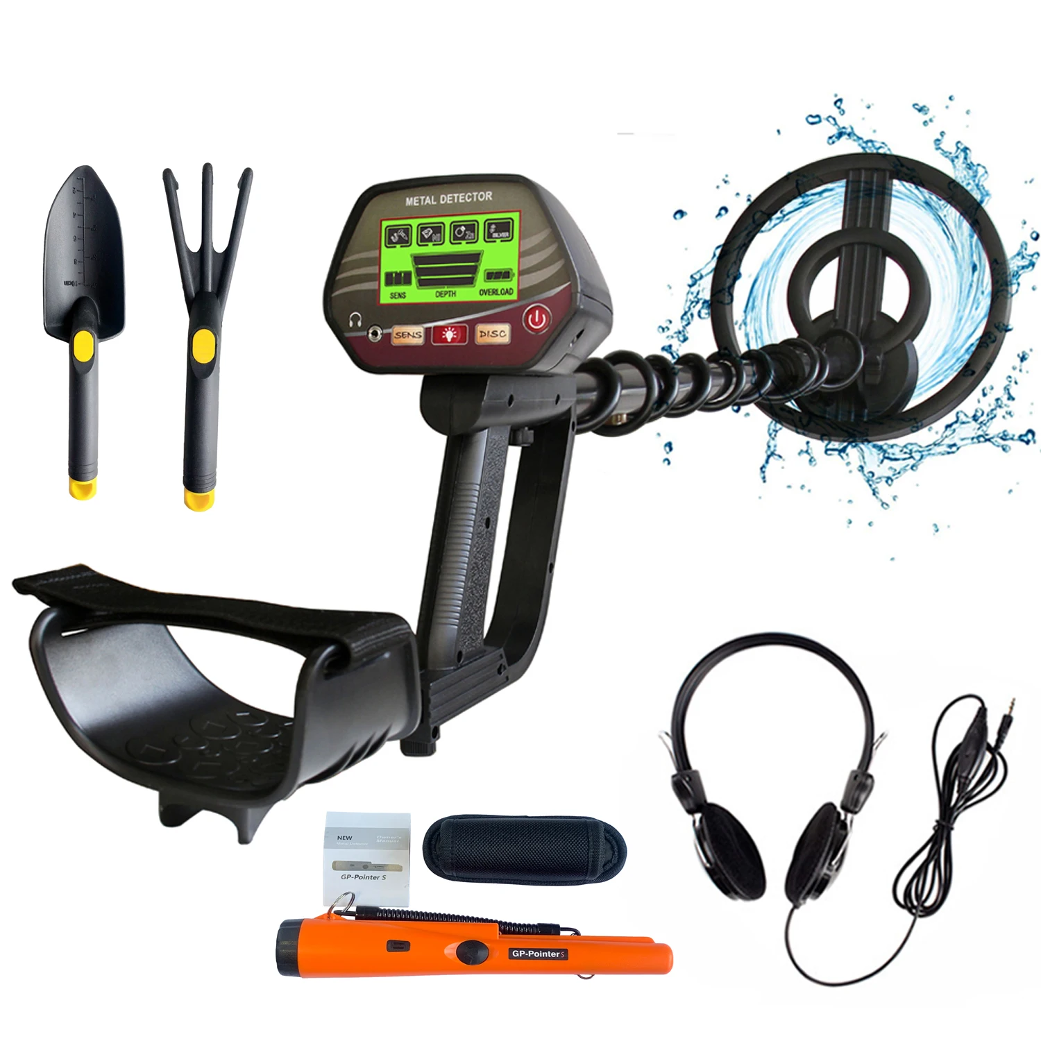 Underground Metal Detector with Backlight LCD, Low Frequency Pinpoint Disc, All Metal Hunting, Underwater Gold Detector, MD-4072